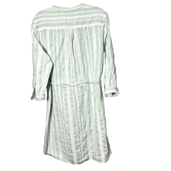 New Linen Pastel Striped Shirt Dress XL Coastal Beachy Old Money Preppy Minimal - Picture 3 of 12